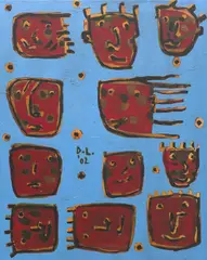Heads by David Larwill, 2002, oil on canvas, sold Sep 2017