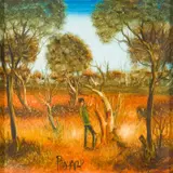 The Axeman by Pro Hart, oil on board, sold Sep 2017
