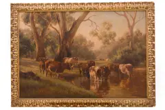 Jan Hendrik Scheltema, Cattle by the Water, oil on canvas
