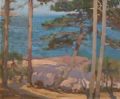 Émile Aubry, Seaside, oil on board