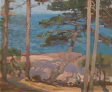 Émile Aubry, Seaside, oil on board