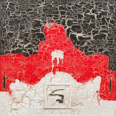 Mountain Flux by Elwyn Lynn, 1986, mixed media on canvas, sold Sep 2017