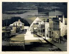 (LOCATION SYDNEY OFFICE - all enquiries phone 02 9362 9045) by Kenneth Jack, linocut, sold May 2017