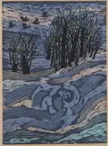 Fumio Fujita, (Blue Lake), woodcut 35/200