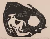 Eric Anchor Thake, Desiderata, Or That Hollow Log at Alice Springs, 1948, linocut