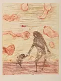 John Olsen, Aboriginal Mother and Child, 1984, colour etching 85/100