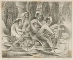 Office Staff, Canberra by Frank Hinder, lithograph, sold Feb 2017