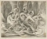 Frank Hinder, Office Staff, Canberra, lithograph