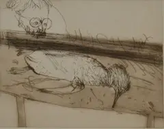 Penguin by John Olsen, 1964, etching, sold Feb 2017