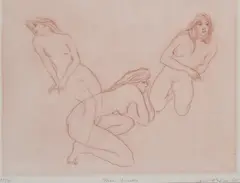 Louis Kahan, Three Nudes, etching