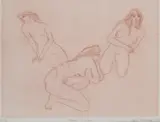 Louis Kahan, Three Nudes, etching
