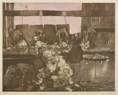 Shearing Shead by Clifton Pugh, etching, sold Feb 2017