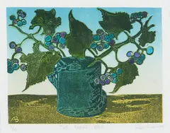 The Sanke Vase by Aileen Brown, 1999, linocut, sold Feb 2017