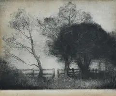 Elioth Gruner, Evening, drypoint etching