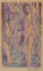 Rex Wood, Two Figures, monotype