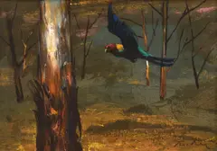 Landscape with Bird by Albert Tucker, oil on board, sold Jun 2017