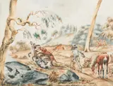 George Lacy, Kangaroo Hunt, 1855, watercolour on paper