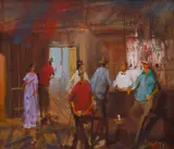 The Beguiling Hour by Hugh Sawrey, oil on canvas, sold Jun 2017