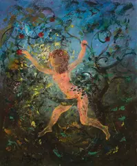 Eve Up a Tree by David Boyd, 1976, oil on paper laid on board, sold Jun 2017