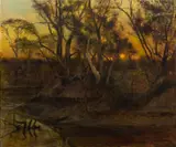 Ron Neal, (Burnt Sunset Over The Wetlands), oil on linen
