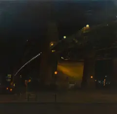 Ron Neal, (At Night Under The Bridge), oil on canvas