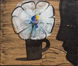 Untitled (White Flower in Cup) by Charles Blackman, oil on board, sold Mar 2017