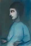 Robert Dickerson, (Figure in Blue Smock), pastel on paper