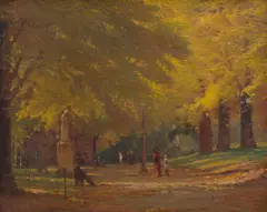 Robert Taylor-Ghee, Statues Fitzroy Gardens, 1911, oil on canvas