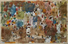 Abstract Composition by Yvonne Audette, 1961, gouache, watercolour and ink on paper, sold Mar 2017