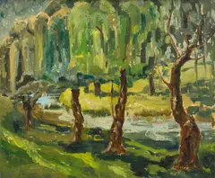 Willows by Lina Bryans, 1960, oil on canvas on board, sold Mar 2017