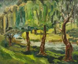 Lina Bryans, Willows, 1960, oil on canvas on board
