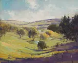 Herman Pekel, Landscape, oil on board