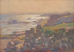 Charles Wheeler, Coastal Scene, oil on board