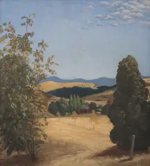 Landscape by Adrian Feint, 1944, oil on panel, sold Mar 2017
