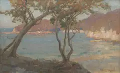 Albert J. Hanson, View Through The Trees, oil on board
