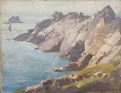 Arthur Streeton, Pointe du Raz, Brittany, oil on canvasboard