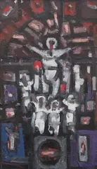 Crucifixion c. by Roger Kemp, 1958, oil on composition board, sold Mar 2017