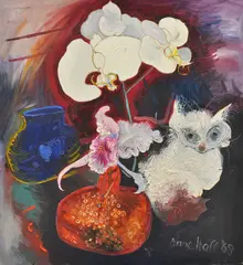 Anne Hall, Still Life with Cat, 1968, oil on canvas