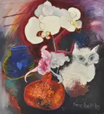 Anne Hall, Still Life with Cat, 1968, oil on canvas