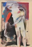 Anne Hall, Female Nude on Black with Red Arm