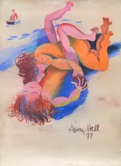 Anne Hall, Lovers on the Beach, 1977, pastel on paper
