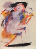 Anne Hall, Abstract Nude Seated in Yellow Chair
