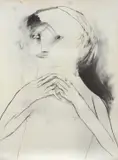Anne Hall, Portrait of A Figure with Fingers Entwined