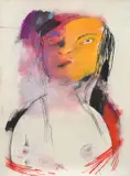 Anne Hall, Portrait of A Figure with Yellow Face and Black Hair