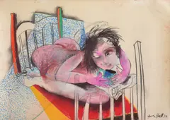 Anne Hall, Tea In Bed, 1978, pastel on paper