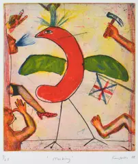 Mocking by Graham Fransella, 1988, etching, sold Oct 2016