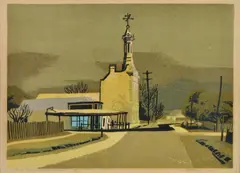 Kenneth Jack, Town Hall, Talbot, Victoria, 1958, screenprint