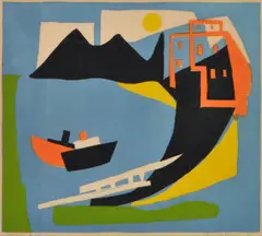 Barbara Brash, Harbour, 1954, linocut