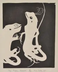 The Plume Hunter by Eric Anchor Thake, 1951, linocut, sold Oct 2016