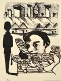 Charles Blackman, Model Airplane, lithograph